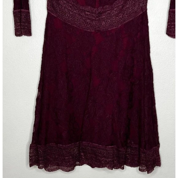 Free People Womens Burgundy Red Lace Dress Size Small - Picture 4 of 11